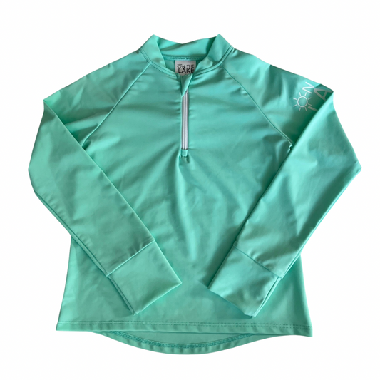 kids UPF 50 rash guard mint green swim shirt