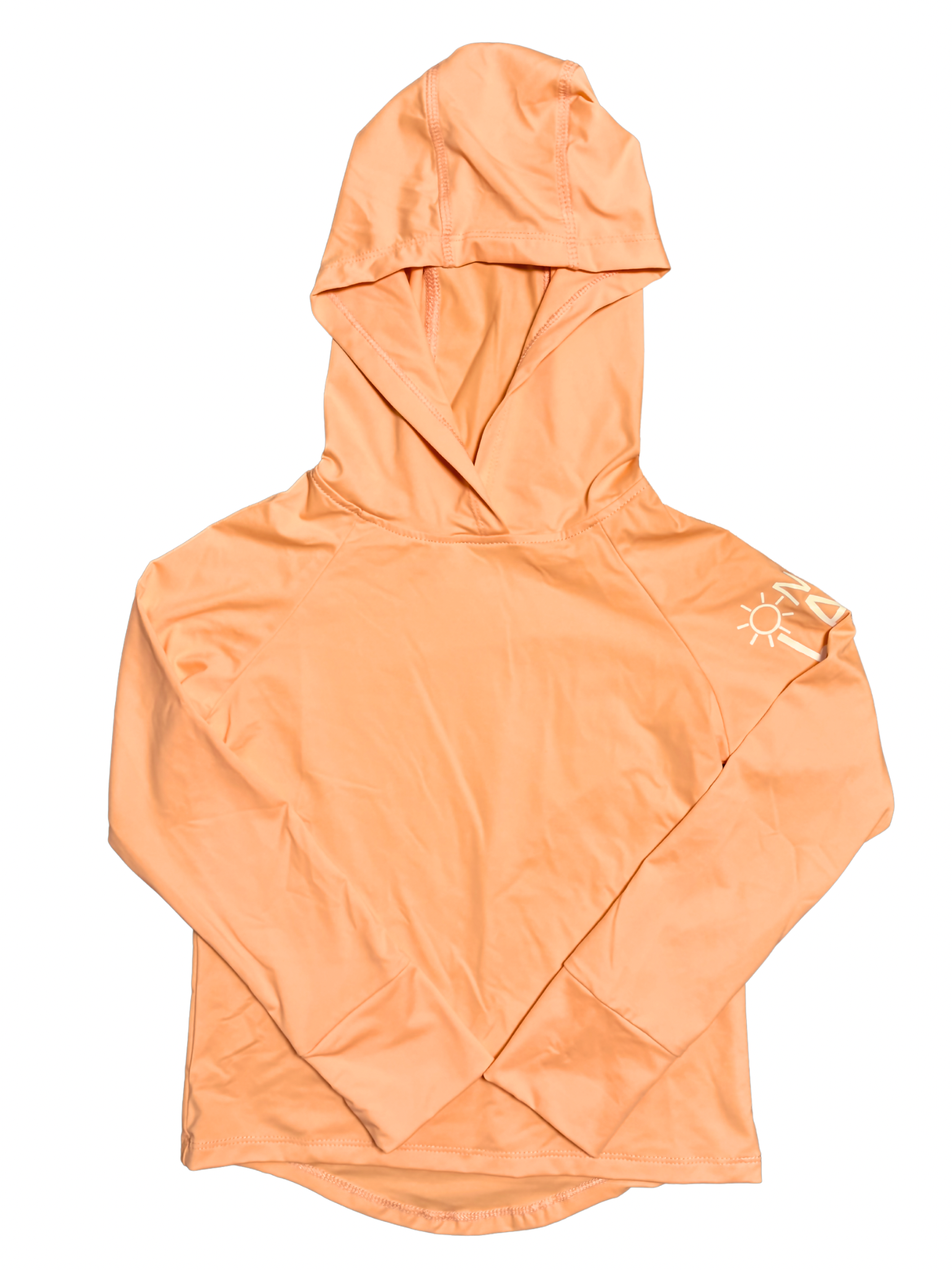 Close-up of peach colour lightweight quick dry and sweat wicking UPF 50+ fabric
