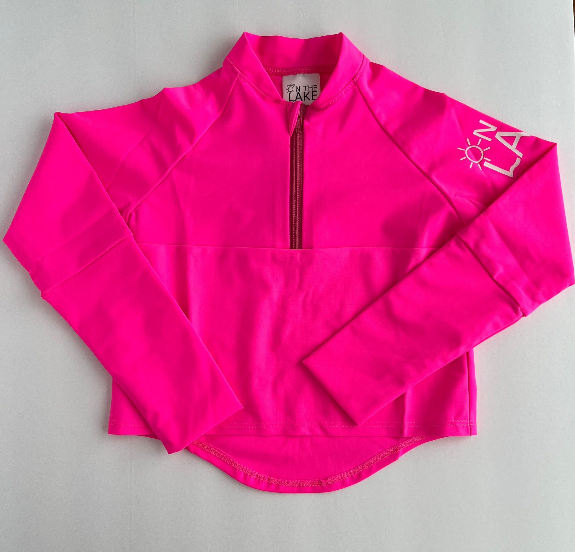 UPF 50+ kids long sleeve shirt swimwear and sun protection quality children's clothing Canada hot pink colour